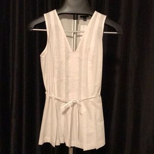 Ann Taylor white pleated sleeveless blouse!